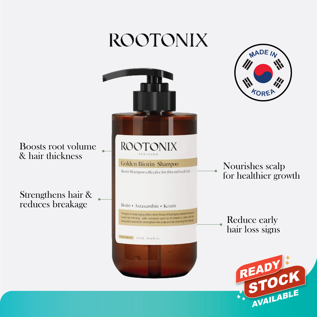 Golden Biotin Shampoo for Thin Hair Root Volume – 500ml Mayson Essentials Pte Ltd