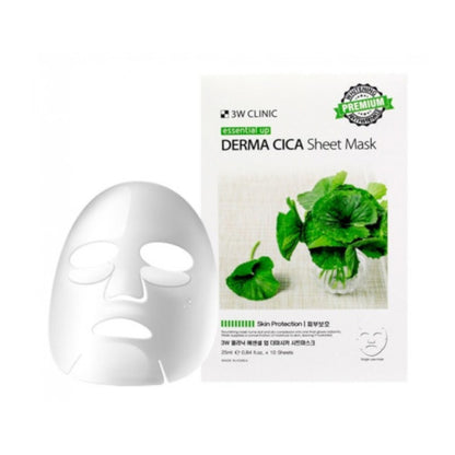 3W CLINIC Essential Up Sheet Mask – Derma Cica (25ml x 10 Sheets) Mayson Beauty