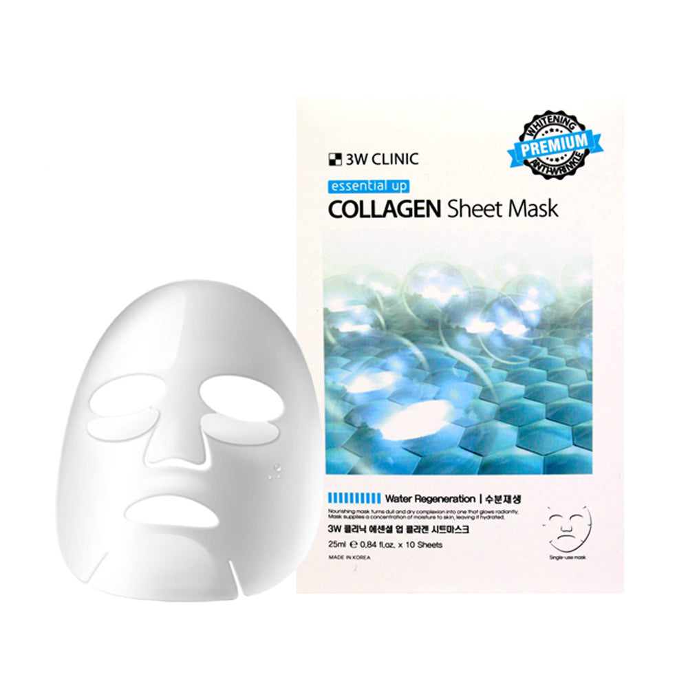 3W CLINIC Essential Up Sheet Mask – Collagen (25ml x 10 Sheets) Mayson Beauty