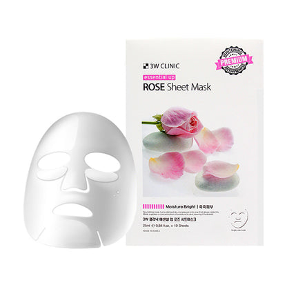 3W CLINIC Essential Up Sheet Mask – Rose (25ml x 10 Sheets) Mayson Beauty