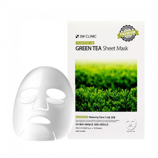 3W CLINIC Essential Up Sheet Mask – Green Tea (25ml x 10 Sheets) Mayson Beauty
