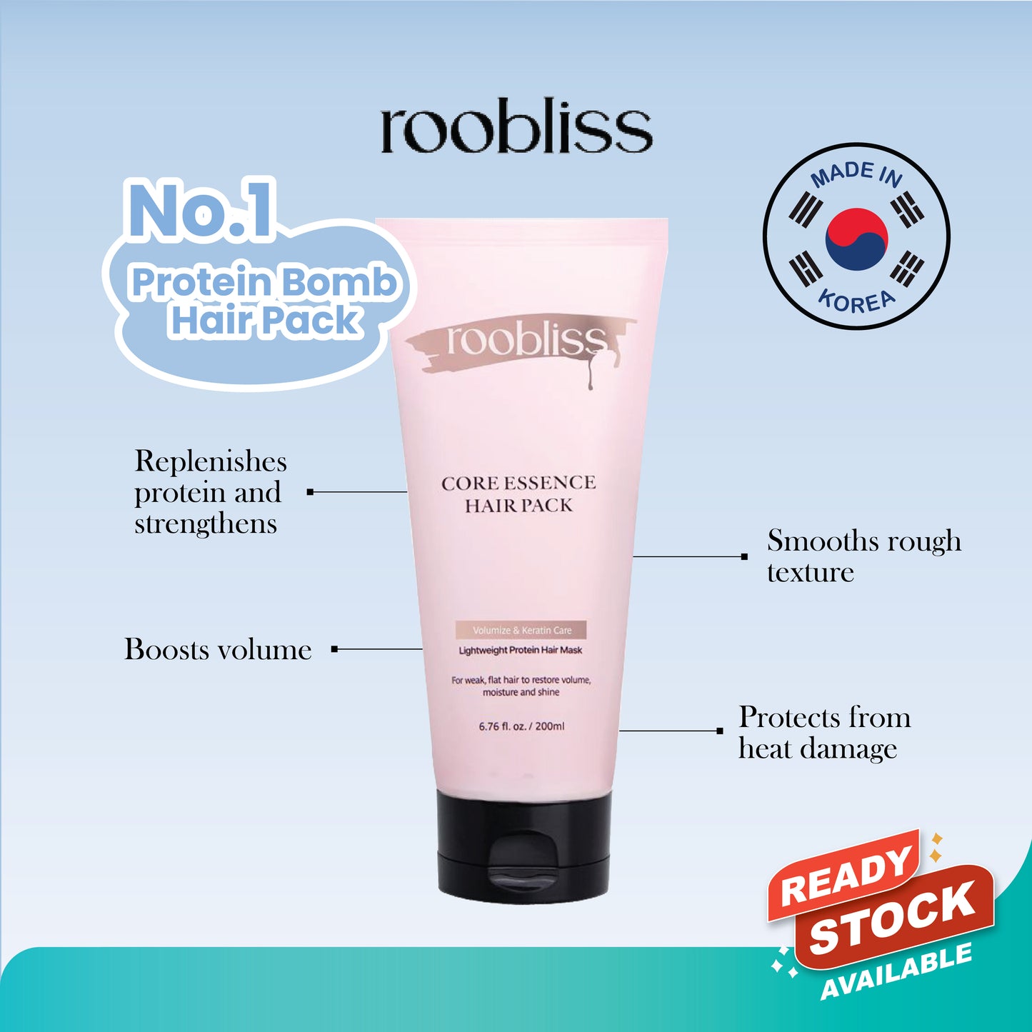 ROOBLISS Core Essence Hair Pack – Volumize + Keratin Care (200ml) Mayson Essentials Pte Ltd