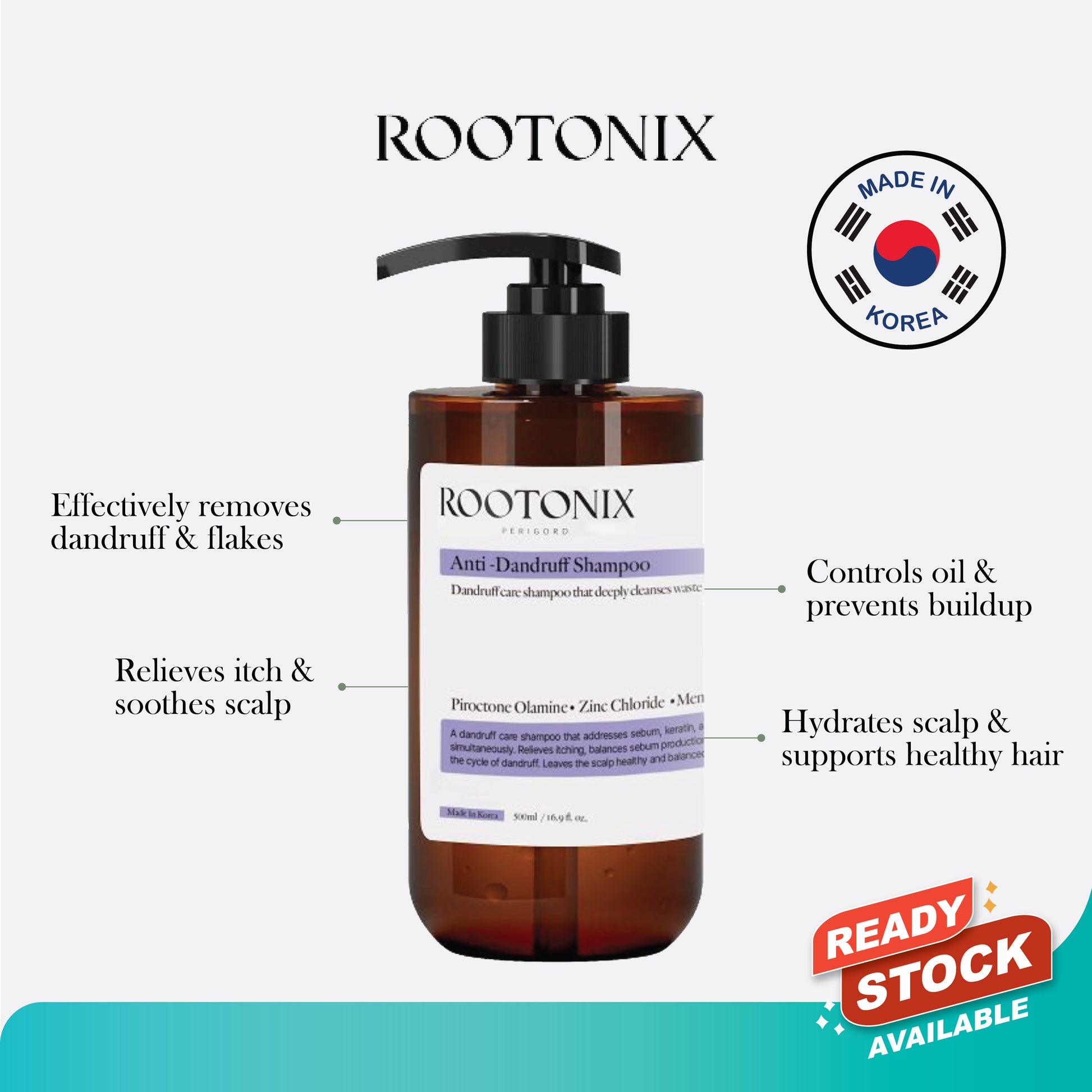 ROOTONIX Anti-Dandruff Shampoo – 500ml Mayson Essentials Pte Ltd