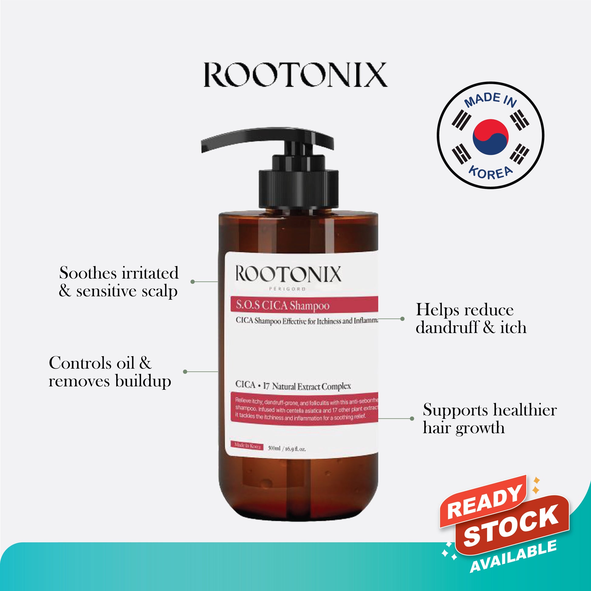 ROOTONIX SOS Cica Scalp Care Shampoo 500ml Mayson Essentials Pte Ltd