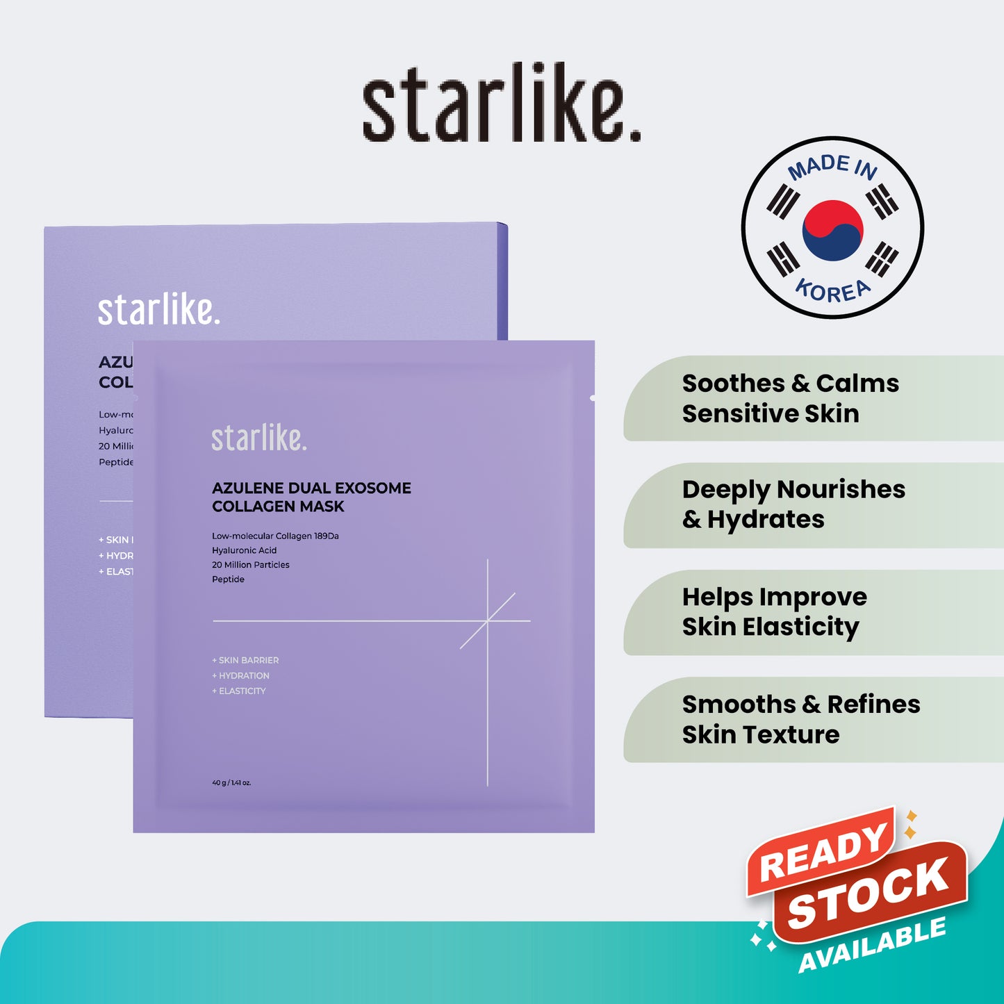 STARLIKE Azulene Dual Exosome Collagen Mask 1 Box (5 sheets) Mayson Essentials Pte Ltd