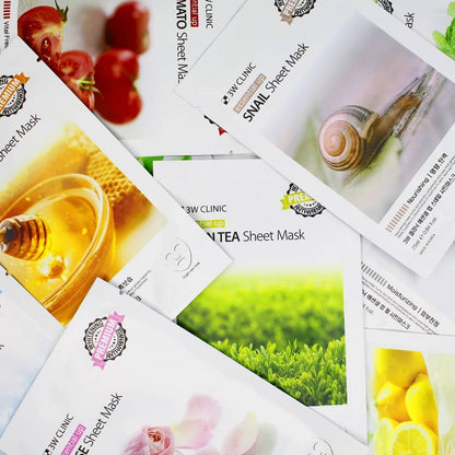 3W CLINIC Essential Up Sheet Mask – Green Tea (25ml x 10 Sheets) Mayson Beauty